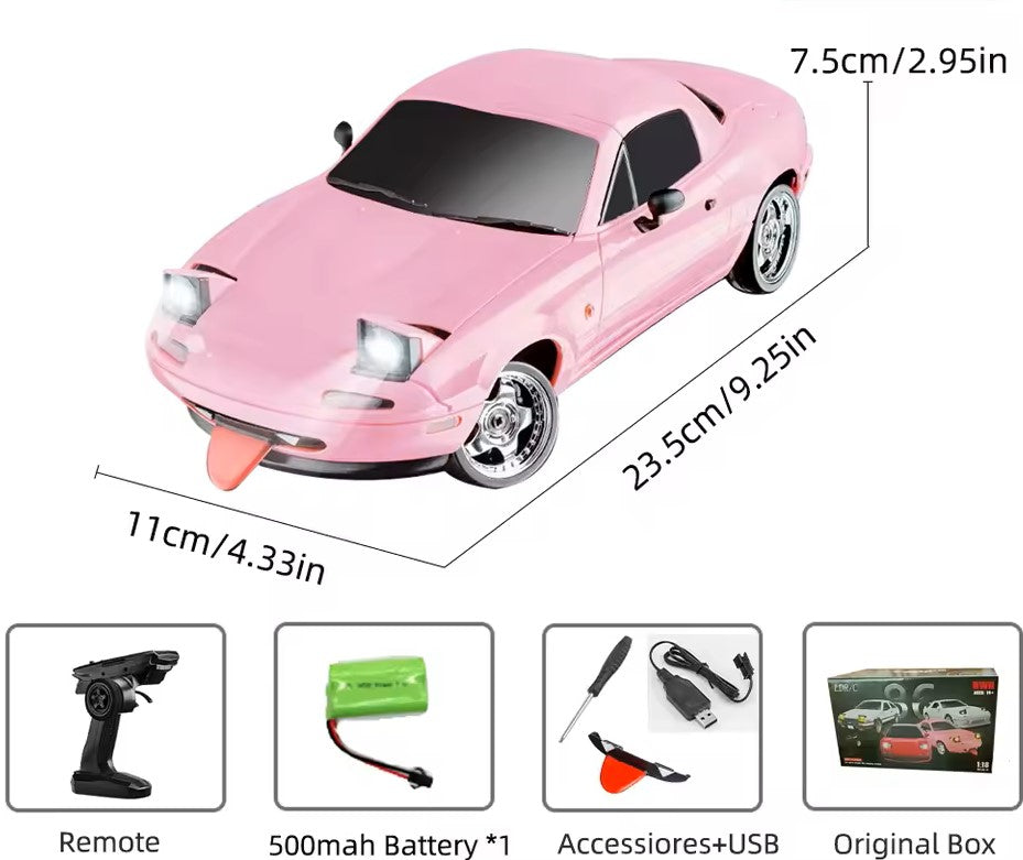 Barbie Remote Control mazda Car – 1:18 Drift Car with Lights & Stunt Features